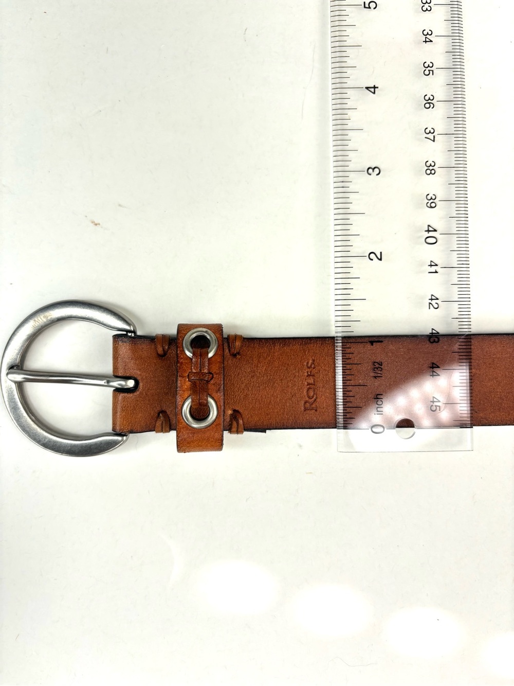 ROLFS Rustic Tan Woven Leather Boho Western Belt Silver Grommets Ring Buckle LG - Picture 7 of 14